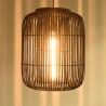 SIXTINE 'Elongated' Pendant Light - Black Rattan & Teak - 35 x 35 cm