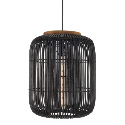 Suspension en rotin noir SIXTINE 35x35cm