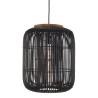 SIXTINE 'Elongated' Pendant Light - Black Rattan & Teak - 35 x 35 cm