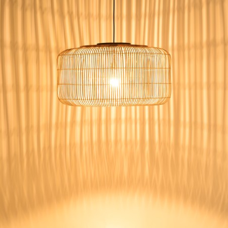 Suspension en rotin SIXTINE 76x76cm - Naturelle et teck