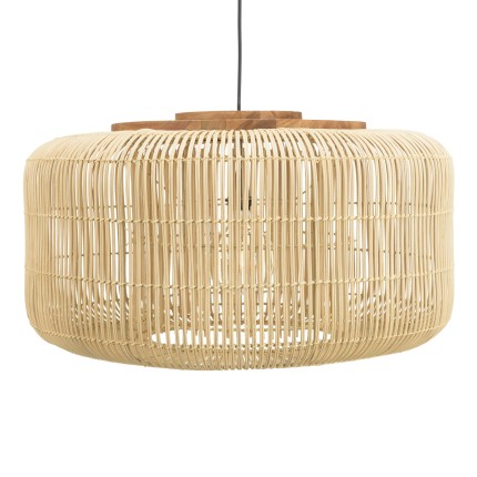 Suspension en rotin SIXTINE 76x76cm - Naturelle et teck
