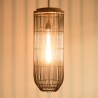 SIXTINE 'Long' Pendant Light - 25 x 25 cm - Black Rattan & Teak