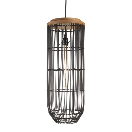 Suspension en rotin noir SIXTINE 25x25cm