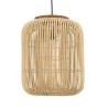 SIXTINE 'Elongated' Pendant Light - Natural Rattan & Teak - 35 x 35 cm