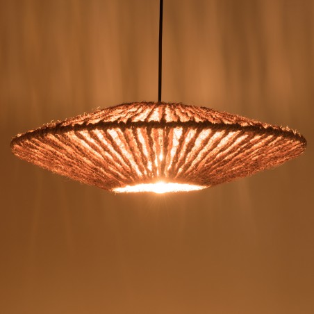 SIXTINE 'Cymbal' Pendant Light - 60 x 60 cm Coconut Fiber and Recycled Teak