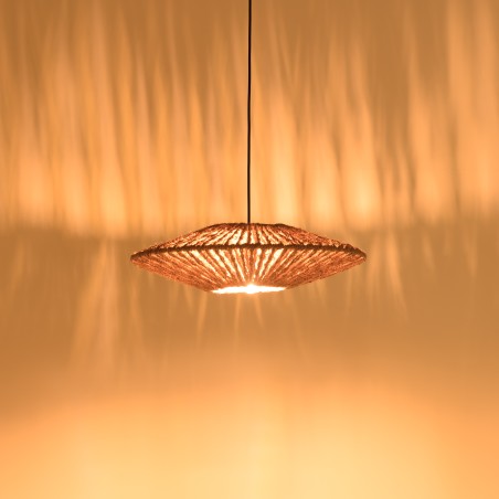 SIXTINE 'Cymbal' Pendant Light - 60 x 60 cm Coconut Fiber and Recycled Teak