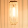 SIXTINE 'Long' Pendant Light - Natural Rattan and Teak - 25 x 25 cm