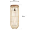 SIXTINE 'Long' Pendant Light - Natural Rattan and Teak - 25 x 25 cm