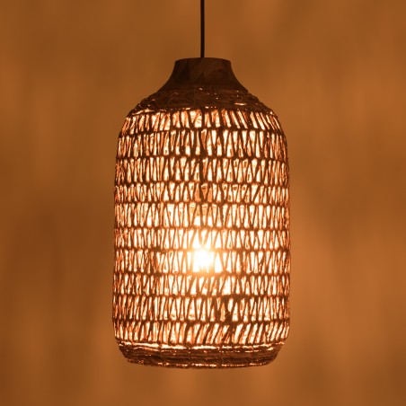 SIXTINE Pendant Light 30x30cm - Natural Abaca & Recycled Teak