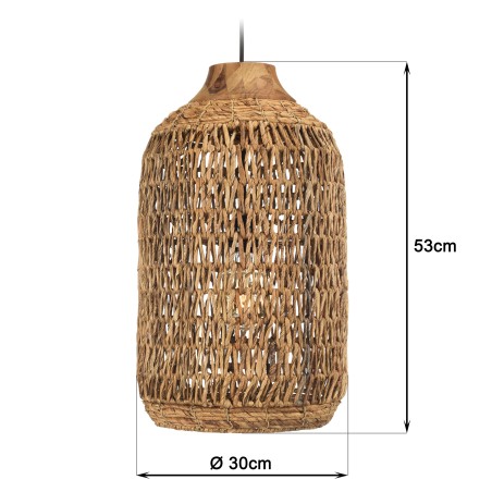 Suspension SIXTINE en abaca et teck recyclé