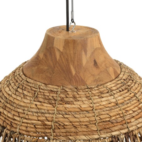 SIXTINE Pendant Light 50x50cm - Natural Abaca & Recycled Teak