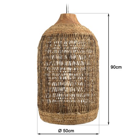SIXTINE Pendant Light 50x50cm - Natural Abaca & Recycled Teak