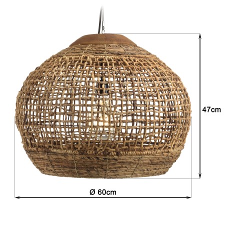 Suspension SIXTINE en abaca et teck 60x60cm
