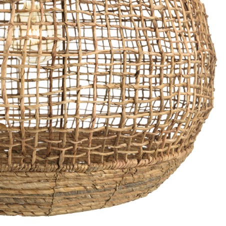 Suspension SIXTINE en abaca naturel et teck 83x83cm