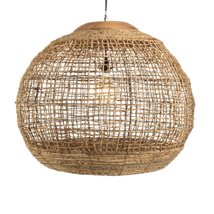 SIXTINE 'Ball' Pendant Light 83x83cm - Natural Abaca & Teak