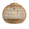 Suspension SIXTINE en abaca naturel et teck 83x83cm