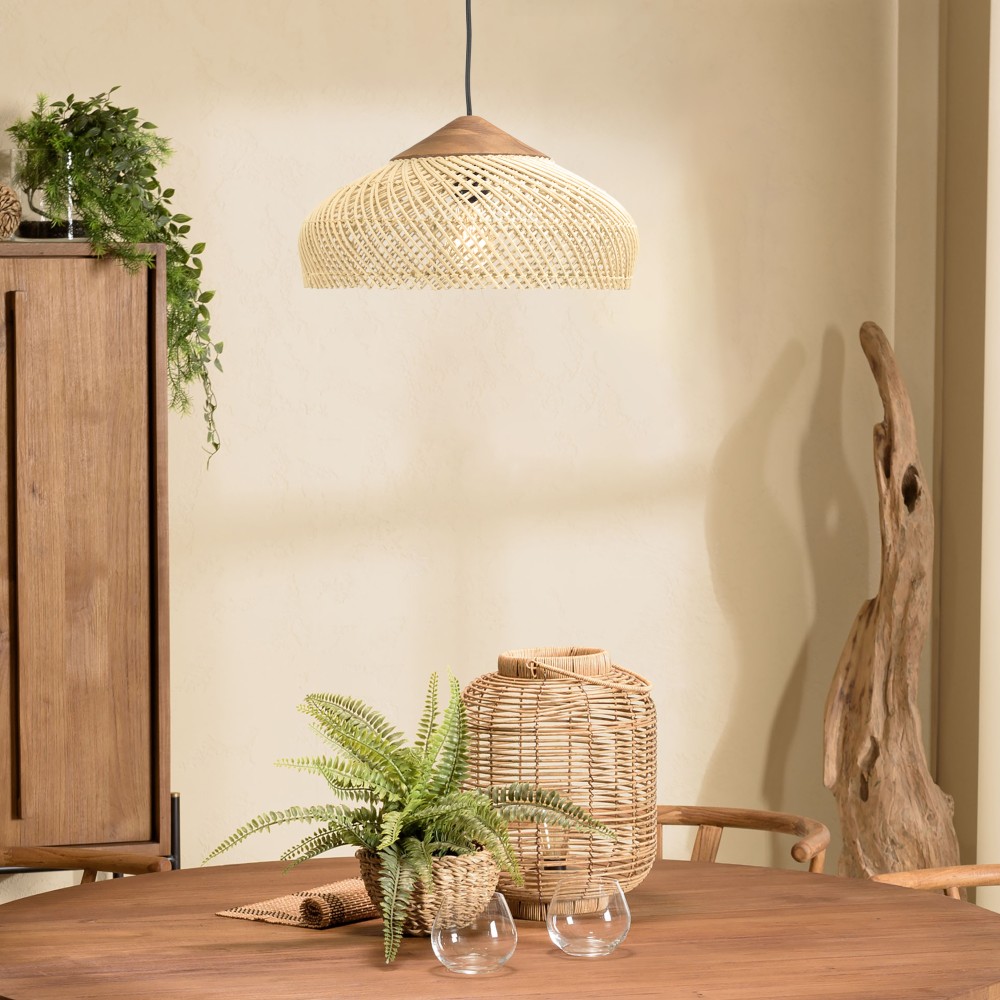 Suspension SIXTINE en rotin naturelle 40x40cm Suspension SIXTINE en rotin naturelle 40x40cm