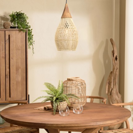Suspension SIXTINE - Rotin naturel et teck 25x25cm