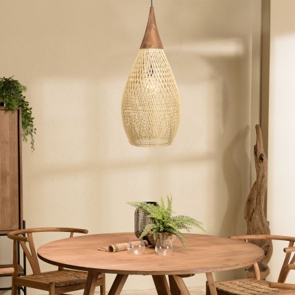 Suspension SIXTINE - Rotin naturel et teck 35x35cm