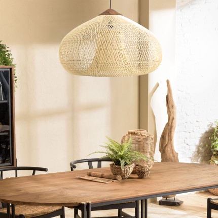Suspension SIXTINE en rotin naturel et teck