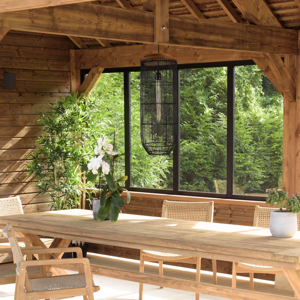 Suspension en rotin noir SIXTINE 25x25cm Suspension en rotin noir SIXTINE 25x25cm