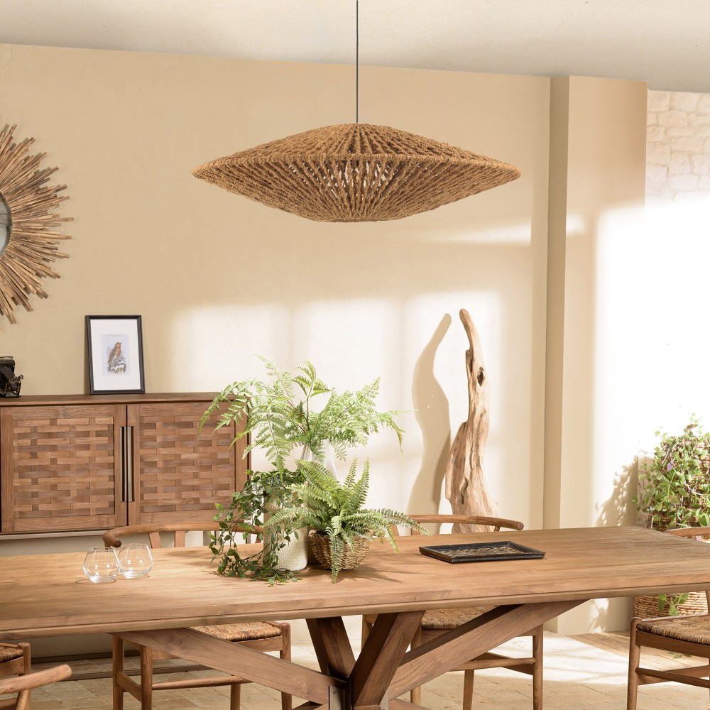 SIXTINE 'Cymbal' Pendant Light - 100x100cm Coconut Fiber/Recycled Teak SIXTINE 'Cymbal' Pendant Light - 100x100cm Coconut Fiber/Recycled Teak
