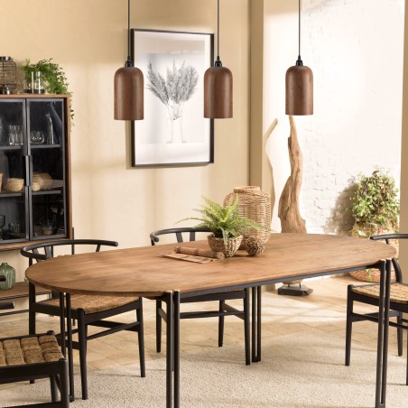 SIXTINE Elongated Pendant Light - Recycled Teak Wood