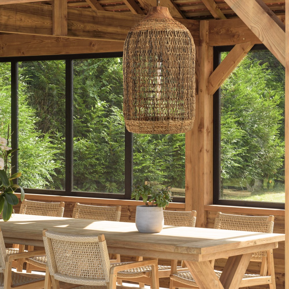 SIXTINE Pendant Light 50x50cm - Natural Abaca & Recycled Teak SIXTINE Pendant Light 50x50cm - Natural Abaca & Recycled Teak