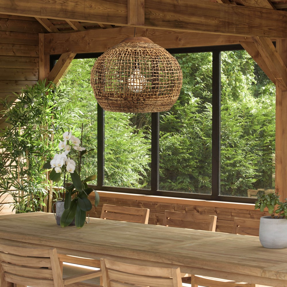 SIXTINE 'Ball' Pendant Light 60x60cm - Natural Abaca & Teak SIXTINE 'Ball' Pendant Light 60x60cm - Natural Abaca & Teak