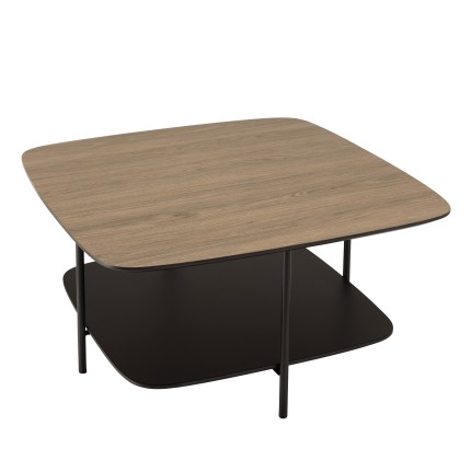 Table basse JULIA bi-matière mocha/noir 2 plateaux