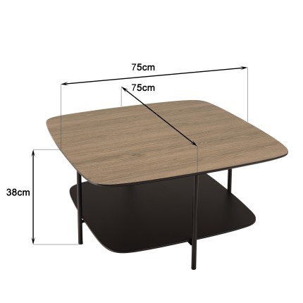 Table basse JULIA bi-matière mocha/noir 2 plateaux