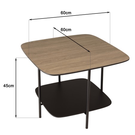 JULIA Coffee Table with 2 Shelves - PM Dual-Material Mocha/Black