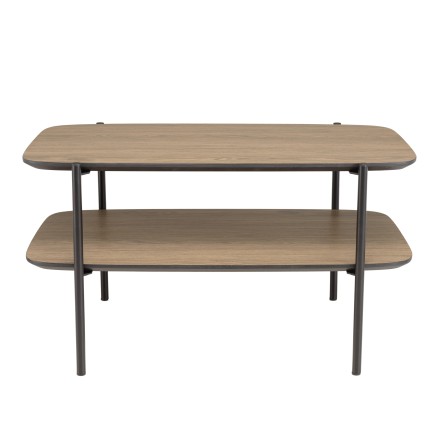 Table basse JULIA rect. double plateau mocha pieds métal noir