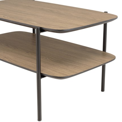 Table basse JULIA rect. double plateau mocha pieds métal noir