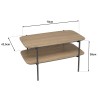 Table basse JULIA rect. double plateau mocha pieds métal noir
