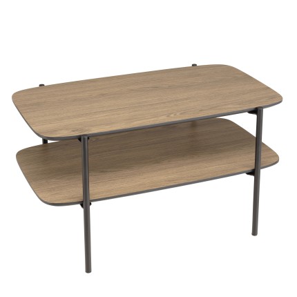 Table basse JULIA rect. double plateau mocha pieds métal noir