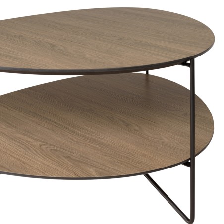 JULIA Coffee Table with 2 Trays - Oval Shape - Mocha Color