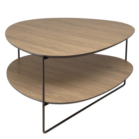 JULIA Coffee Table with 2 Trays - Oval Shape - Mocha Color