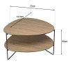 JULIA Coffee Table with 2 Trays - Oval Shape - Mocha Color