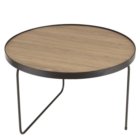 JULIA Round Coffee Table 60x60cm Mocha Asymmetrical Black Metal Legs