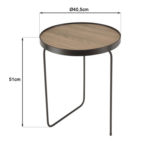 JULIA Round Side Table 40x40cm Mocha Asymmetrical Metal Legs