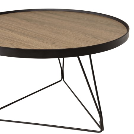 Table basse ronde JULIA 70x70cm mocha pieds épingles métal noir