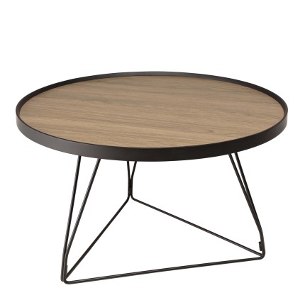 JULIA Round Coffee Table 70x70cm Mocha Black Metal Pin Legs