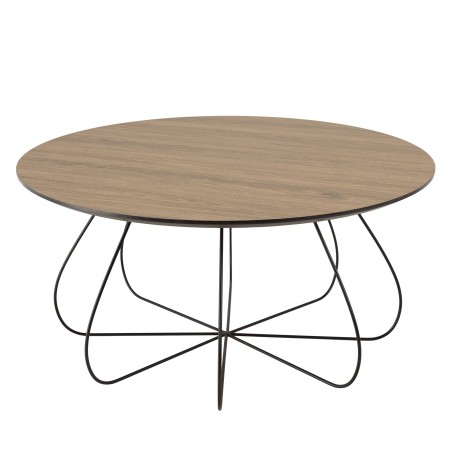 Table basse JULIA biseautée 80x80cm mocha pieds panier métal