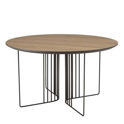 Table basse JULIA biseautée 70x70cm mocha pieds métal noir