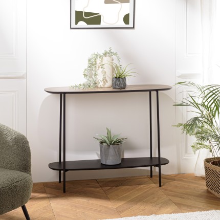 Console JULIA 100x30cm bi-matière mocha/noir