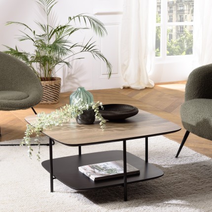 JULIA Coffee Table with 2 Shelves - MM Mocha/Black