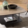 Table basse JULIA bi-matière mocha/noir 2 plateaux