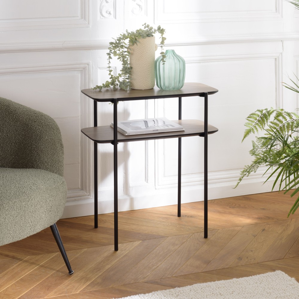 JULIA Side Table with Double Tray in Mocha Color JULIA Side Table with Double Tray in Mocha Color