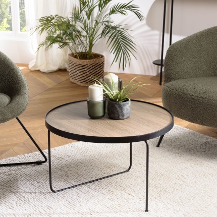 Table basse ronde JULIA 60x60cm mocha pieds métal noir
